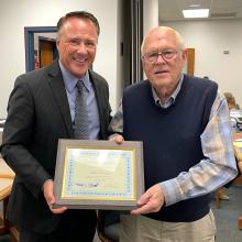 Reimer Receives Certificate of Recognition at PCC Board Meeting